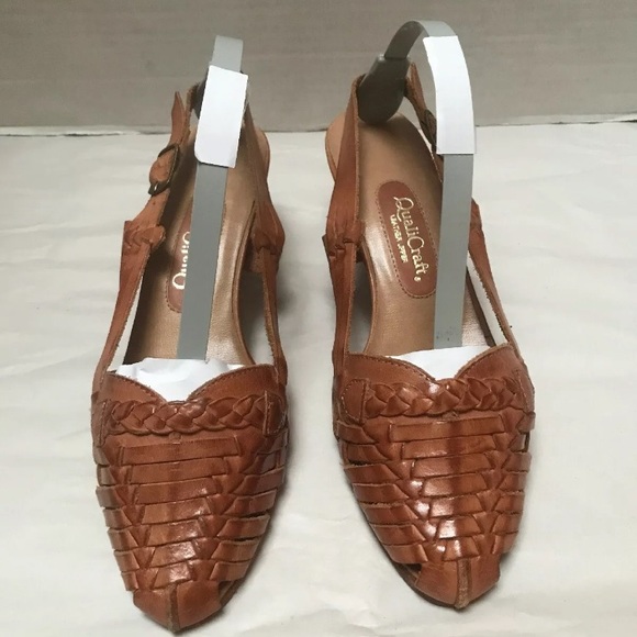 Qualicraft Shoes Vintage Qualicraft Leather Sling Back Heel Sz 6b